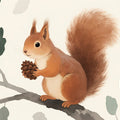 Woodland Squirrel Mural Wallpaper — Whimsical Watercolor Art Mural Wallpaper - room preview 04