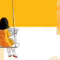 Girl on a Swing Abstract Mural Wallpaper — Bright Modern Art Mural Wallpaper - room preview 04