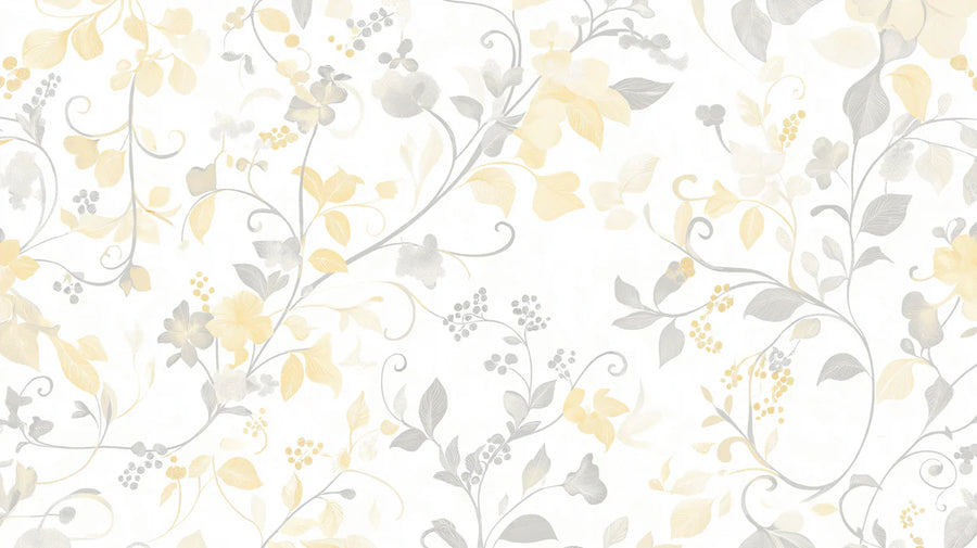 Nature Wallpaper Mural – Natural Wall Mural – Golden Floral Vine —Vintage Botanical Design printable artwork