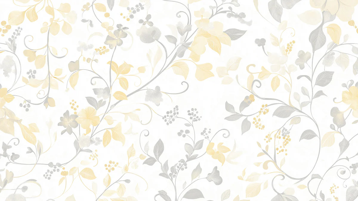 Golden Floral Vine Mural Wallpaper —Vintage Botanical Design Mural Wallpaper - room preview 04