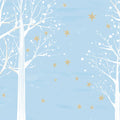 Winter Birch Forest Mural Wallpaper in Pale Blue and Gold Mural Wallpaper - room preview 04