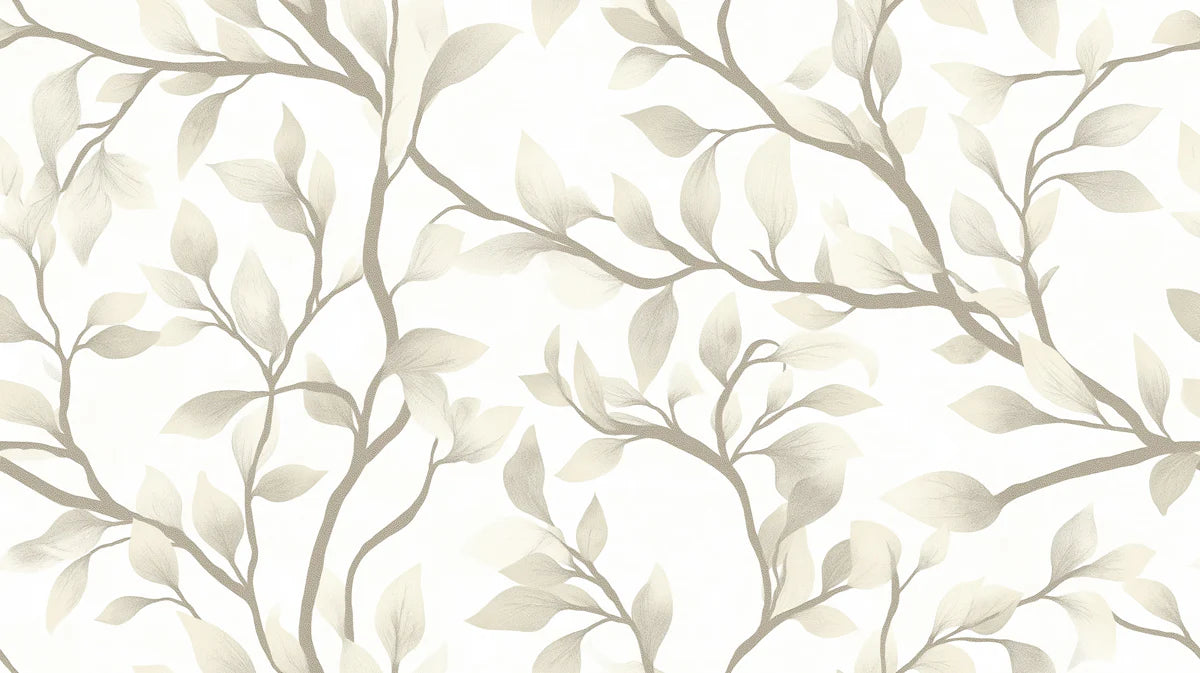 Minimalist Botanical Branch Mural Wallpaper — Cream and Taupe Mural Wallpaper - room preview 04