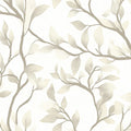 Minimalist Botanical Branch Mural Wallpaper — Cream and Taupe Mural Wallpaper - room preview 04