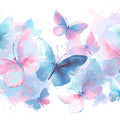 Watercolor Butterfly Swarm Mural Wallpaper — Soft Artistic Design Mural Wallpaper - room preview 04