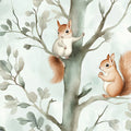 Woodland Squirrels Mural Wallpaper — Whimsical Nature Scene Mural Wallpaper - room preview 04