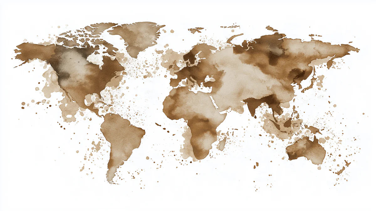 Abstract Coffee Stain World Map Mural Wallpaper — Earthy Rustic Art Mural Wallpaper - room preview 04