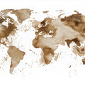 Abstract Coffee Stain World Map Mural Wallpaper — Earthy Rustic Art Mural Wallpaper - room preview 04