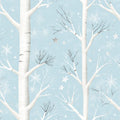 Winter Birch Forest Mural Wallpaper — Whimsical Sky Blue Mural Wallpaper - room preview 04