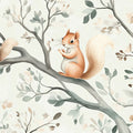 Rustic Woodland Squirrels Mural Wallpaper — Whimsical Nature Scene Mural Wallpaper - room preview 04