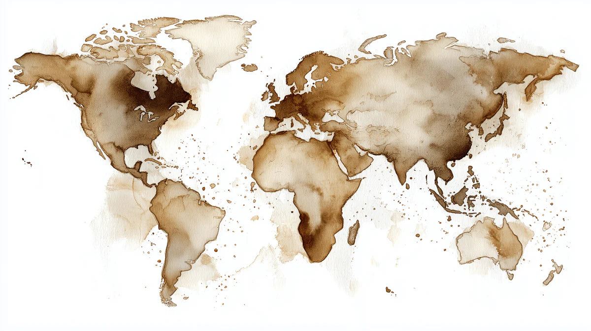 Coffee Stain World Map Mural Wallpaper — Abstract Artistic Design Mural Wallpaper - room preview 04