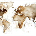 Coffee Stain World Map Mural Wallpaper — Abstract Artistic Design Mural Wallpaper - room preview 04
