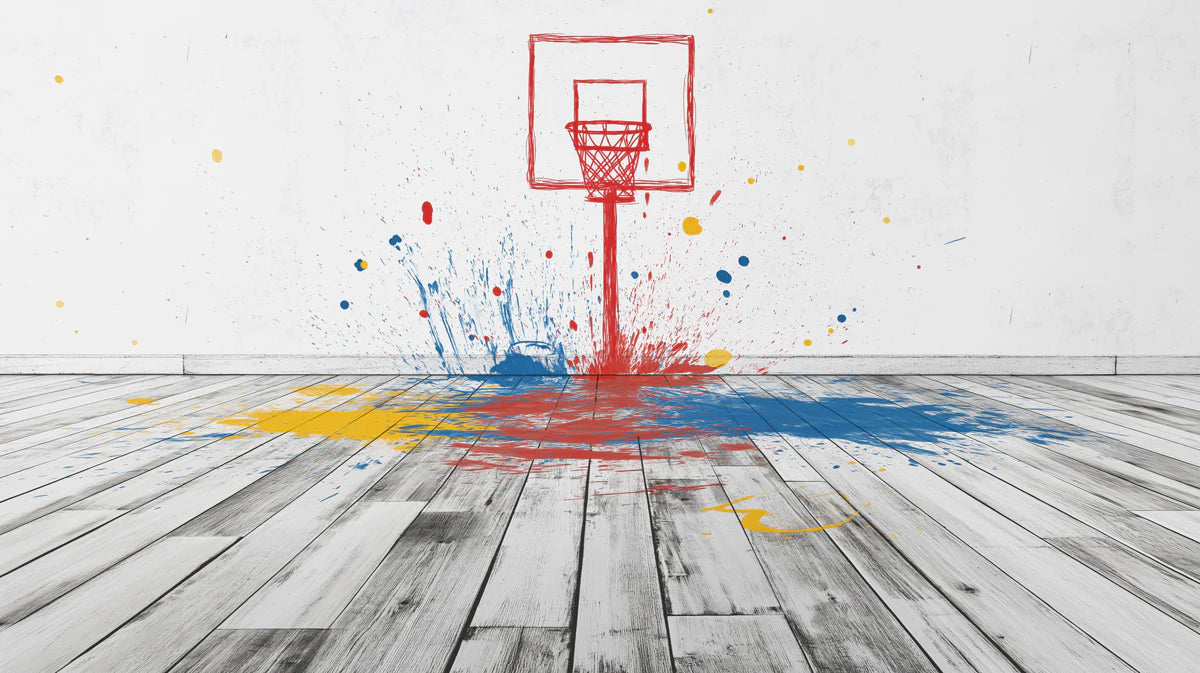 Urban Hoops Mural Wallpaper — Energetic Splatter Art Mural Wallpaper - room preview 04