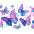 Watercolor Butterfly Swarm Mural Wallpaper — Ethereal Blue and Purple Mural Wallpaper - room preview 04