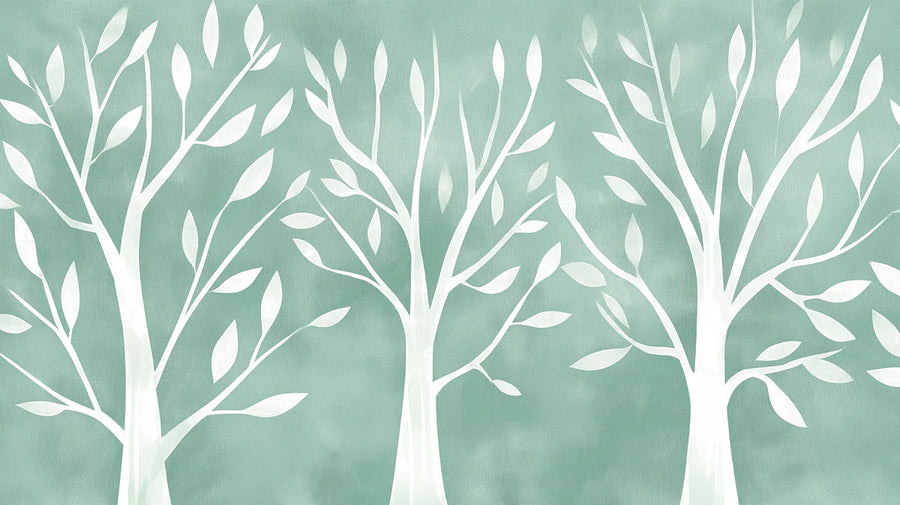Papier peint mural Silhouette d'arbre minimaliste, Aigue-marine douce printable artwork