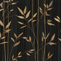 Gilded Bamboo Stalks Mural Wallpaper — Sophisticated Black & Gold Mural Wallpaper - room preview 04