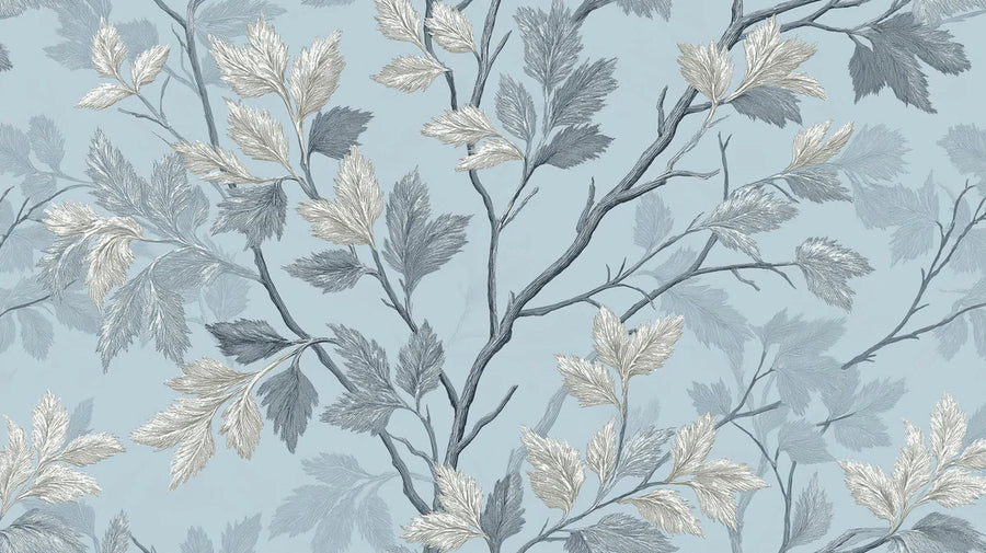 Nature Wallpaper Mural – Natural Wall Mural – Whispering Branches — Soft Blue Botanical Art printable artwork