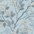 Whispering Branches Mural Wallpaper — Soft Blue Botanical Art Mural Wallpaper - room preview 04