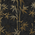 Golden Bamboo Botanical Mural Wallpaper in Charcoal Gray Mural Wallpaper - room preview 04