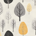 Autumn Grove Mural Wallpaper — Mid-Century Graphic Forest Mural Wallpaper - room preview 04
