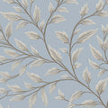 Twining Vine Mural Wallpaper — Calm Blue and Taupe Botanical Mural Wallpaper - room preview 04