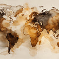 Watercolor World Map Mural Wallpaper — Artistic Sepia Tones Mural Wallpaper - room preview 04