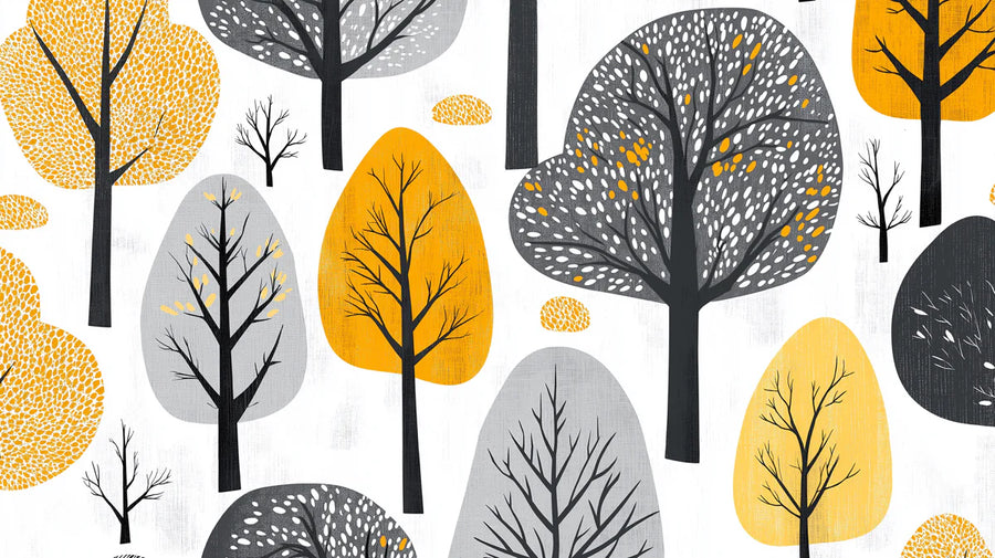Papier peint mural abstrait verger – Papier peint mural forêt botanique du milieu du siècle printable artwork