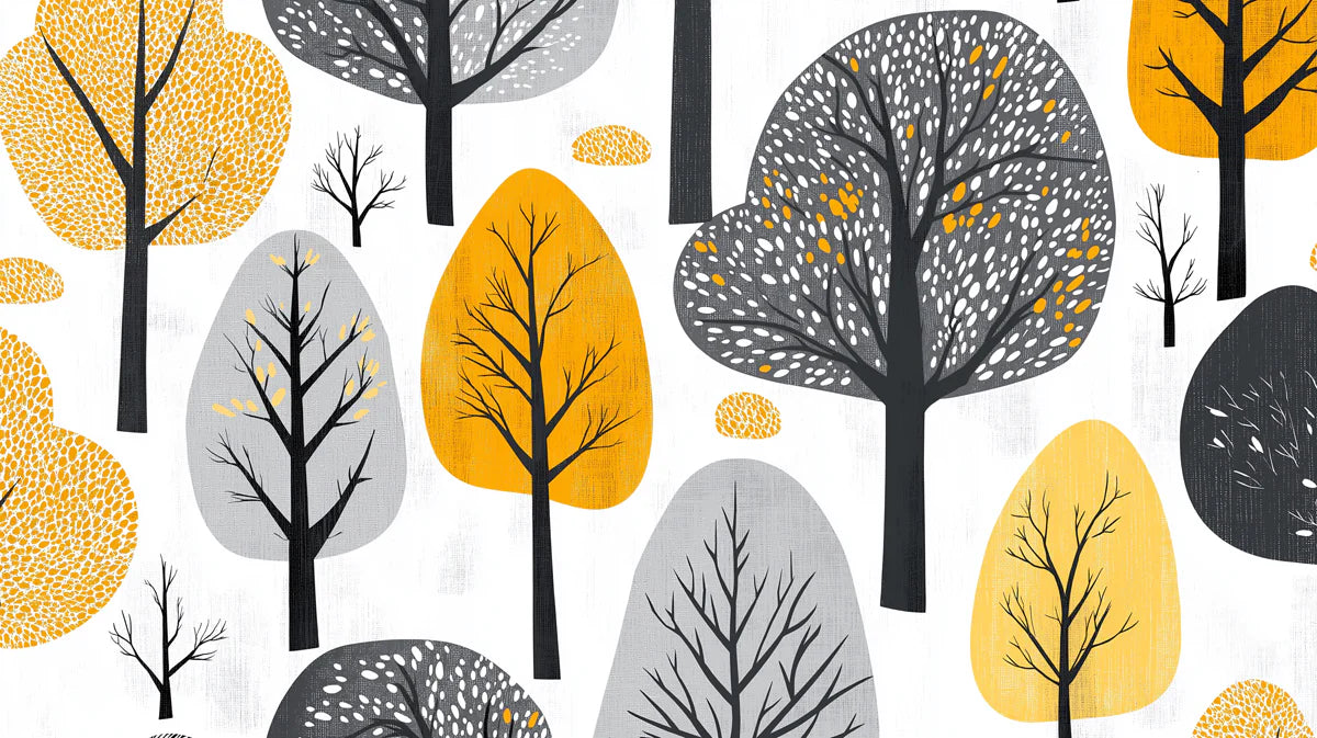 Abstract Orchard Mural Wallpaper — Mid-Century Botanical Forest Mural Wallpaper - room preview 04