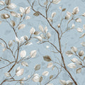 Minimalist Twig and Leaf Mural Wallpaper in Powder Blue Mural Wallpaper - room preview 04