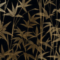 Golden Bamboo Line Art Mural Wallpaper — Sophisticated Dark Decor Mural Wallpaper - room preview 04