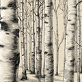 Birch Forest Sketch Mural Wallpaper — Hand-Drawn Woodgrain Design Mural Wallpaper - room preview 04