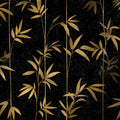 Gilded Bamboo Stalks Mural Wallpaper — Dramatic Botanical Pattern Mural Wallpaper - room preview 04