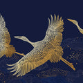 Golden Cranes and Clouds Mural Wallpaper — Traditional Asian Art Mural Wallpaper - room preview 04