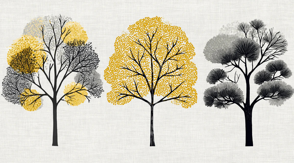 Abstract Autumn Forest Mural Wallpaper — Modern Graphic Trees Mural Wallpaper - room preview 04