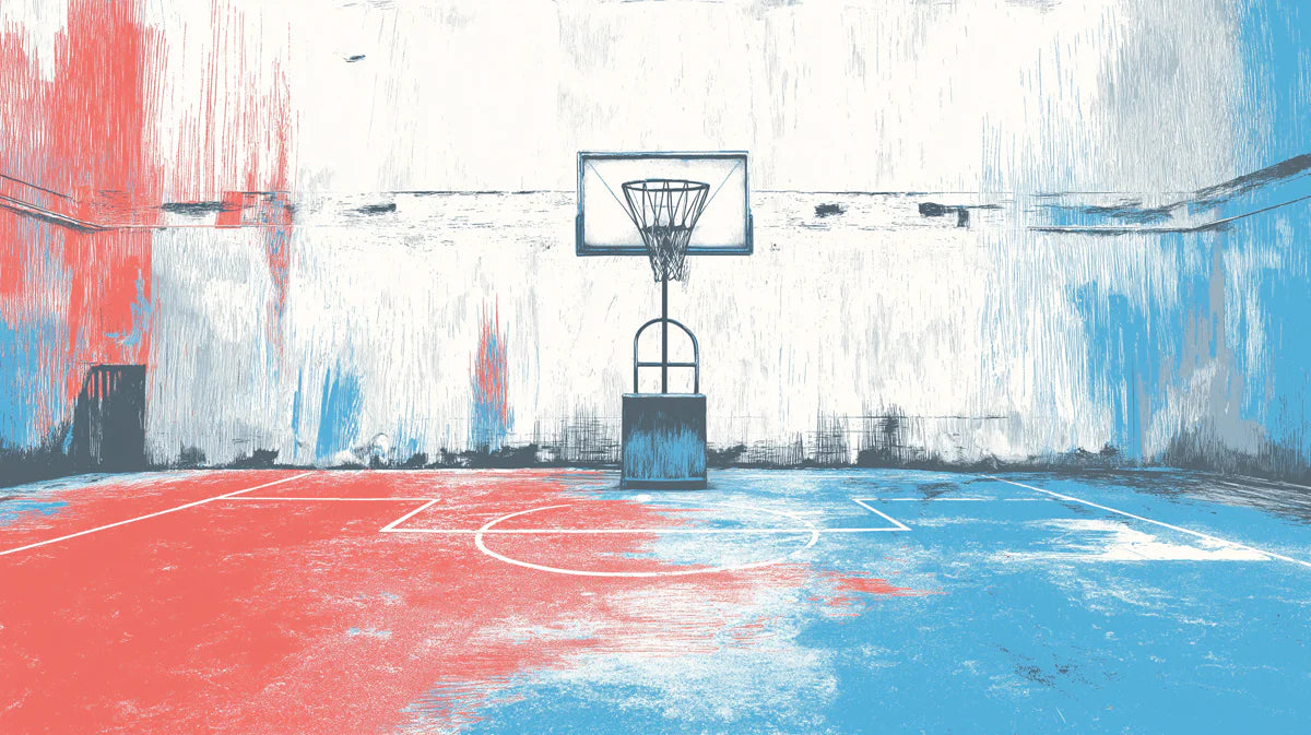 Urban Basketball Court Mural Wallpaper — Abstract Artistic Design Mural Wallpaper - room preview 04