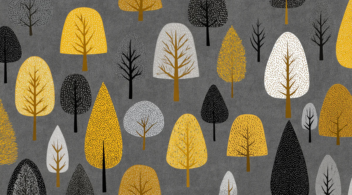 Autumn Grove Mural Wallpaper — Modern Scandinavian Forest Design Mural Wallpaper - room preview 04