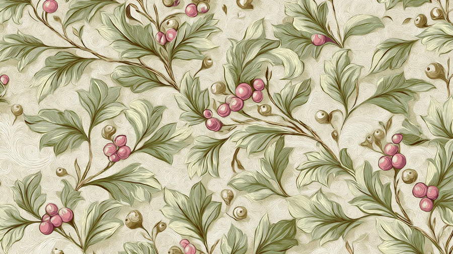 Papier peint mural floral végétal vintage — Papier peint mural à motif baies douces printable artwork