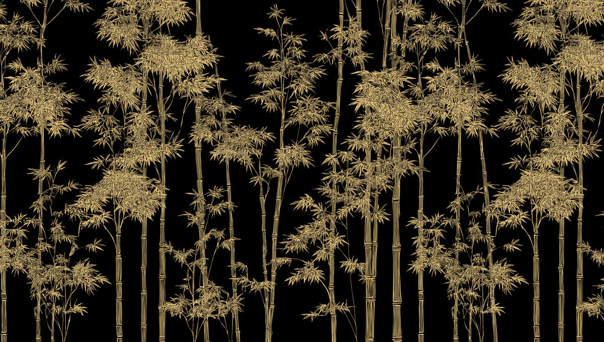 Golden Bamboo Forest Mural Wallpaper — Botanical Dark Academia Mural Wallpaper - room preview 04