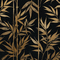 Golden Bamboo Stalks Mural Wallpaper in Midnight Black Mural Wallpaper - room preview 04