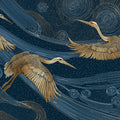 Golden Cranes & Celestial Swirls Mural Wallpaper — Art Deco Style Mural Wallpaper - room preview 04