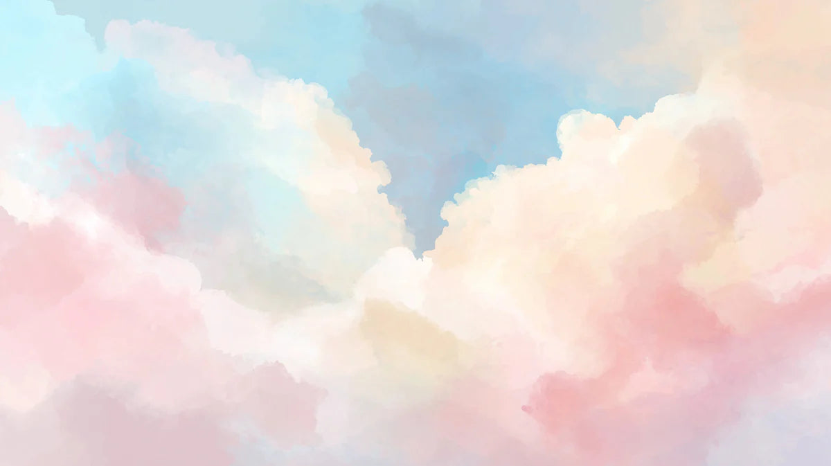 Watercolor Cloud Mural Wallpaper — Pastel Sky Art Mural Wallpaper - room preview 04