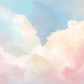 Watercolor Cloud Mural Wallpaper — Pastel Sky Art Mural Wallpaper - room preview 04