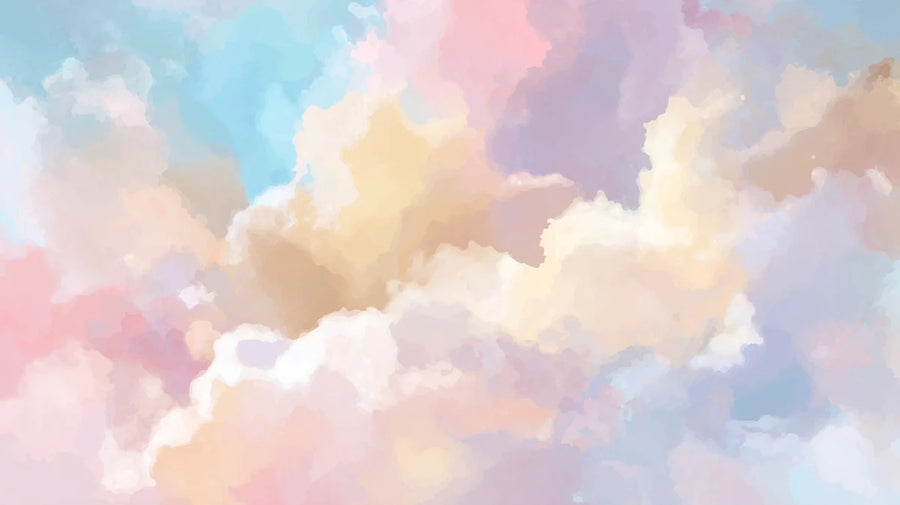 Cloud Wallpaper Mural – Sky Wall Mural – Dreamy Watercolor Pastel Sky — Abstract Clouds printable artwork
