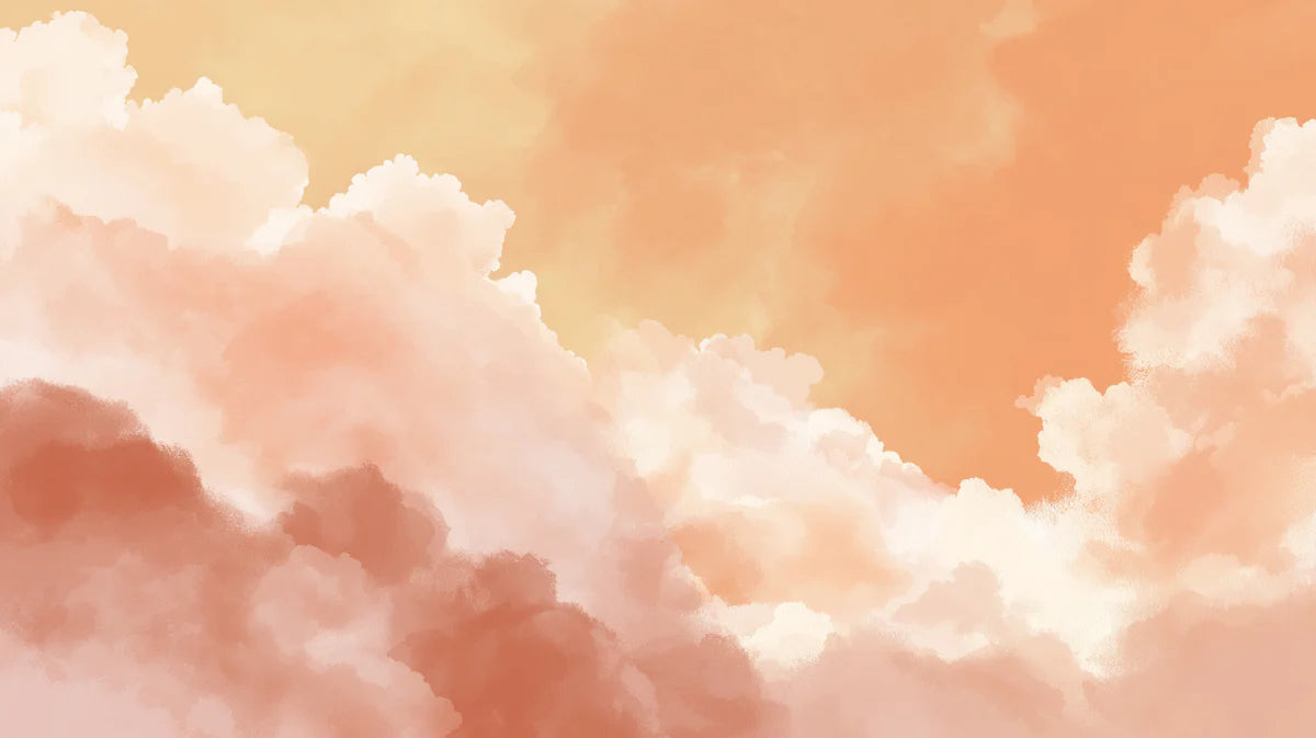 Sunset Cloud Watercolor Mural Wallpaper — Abstract Warm Peach Sky Mural Wallpaper - room preview 04