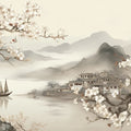 Oriental Plum Blossom Landscape Mural Wallpaper — Ink Wash Style Mural Wallpaper - room preview 04