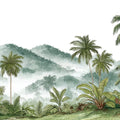 Misty Tropical Mountain Mural Wallpaper — Painterly Palm Design Mural Wallpaper - room preview 04