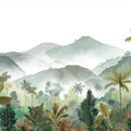 Misty Tropical Mountain Mural Wallpaper — Watercolor Landscape Mural Wallpaper - room preview 04