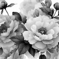 Monochrome Peony Bloom Mural Wallpaper — Artistic Floral Detail Mural Wallpaper - room preview 04