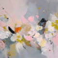 Abstract Expressive Floral Mural Wallpaper — Painterly Pink and Ochre Mural Wallpaper - room preview 04