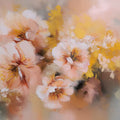 Impressionist Floral Mural Wallpaper — Soft Peach and Golden Hues Mural Wallpaper - room preview 04