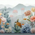 Underwater Garden Mural Wallpaper — Sea Turtle and Floral Scene Mural Wallpaper - room preview 04